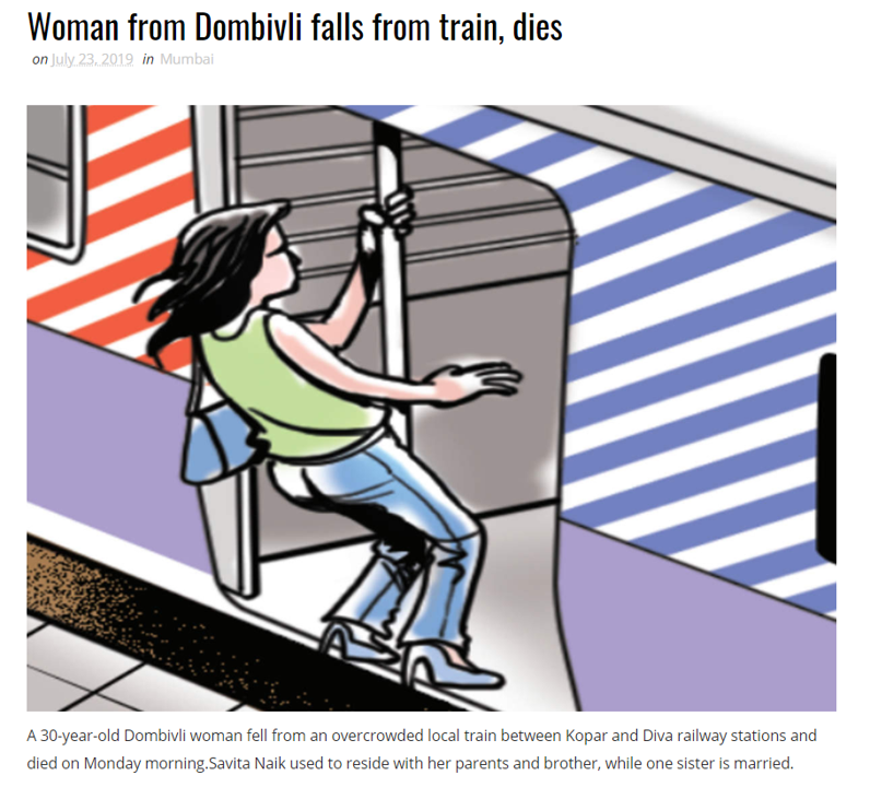 Woman from Dombivli falls from train, dies